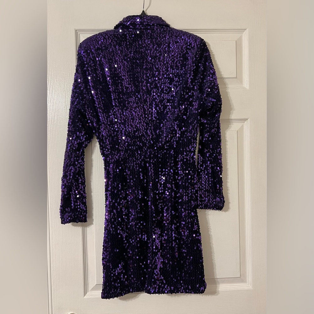 Purple sequence dress by Zara. Perfect for evening event.